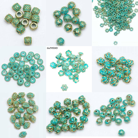 20-1000 Uds Retro Tíbet verde de cobre cuentas espaciador casquillas de encantos para collar de la joyería pulsera DIY ► Foto 1/6