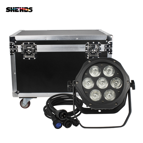 Uds 7x18W Par Led resistente al agua luz con el caso del vuelo RGBWA lavado UV 6in1 al aire libre IP65 lavado iluminación de pared 7X12W 4in1 etapa DJ evento ► Foto 1/6