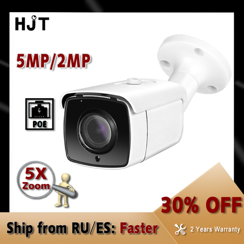 HJT-cámara IP POE de 5MP/2MP, Zoom óptico 5x, visión nocturna 30mIR, impermeable, detección de movimiento, cámara de seguridad para exteriores, tarjeta TF, Camhi ► Foto 1/6