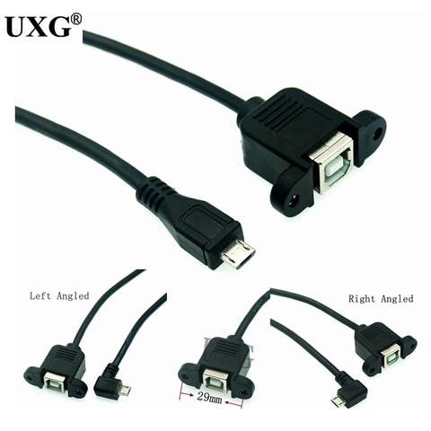 USB 2,0 B hembra escáner impresora montados en panel USB a USB Micro B 5 pines de 90 grados cable macho cable de mejor calidad 30cm 50cm 100cm ► Foto 1/6