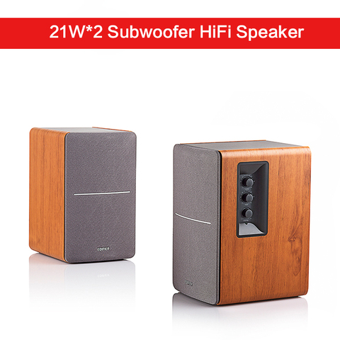 21W * 2 altavoz activo R1200TII Audio de ordenador de madera HIFI altavoz para ordenador portátil Subwoofer con amplificador con PC AUX 45Hz-20KHz ► Foto 1/5