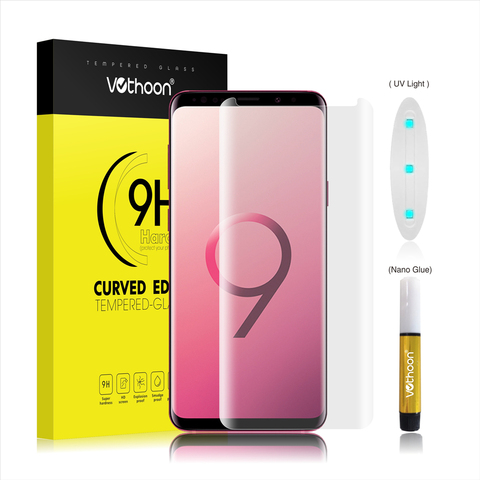 Vidrio Protector de pantalla Vothoon para Samsung Galaxy S8 S9 Plus Note 8 9 3D pegamento completo borde curvo Protector de vidrio templado ► Foto 1/6