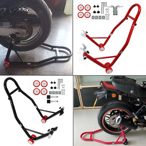 Juego completo de soportes para motocicleta, marco de soporte para rueda delantera y trasera, herramientas de reparación de neumáticos para reparación de ruedas, soportes de motocicleta, elevador basculante ► Foto 1/6