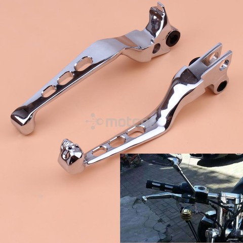 Manillar de embrague de freno de Calavera, palanca de aluminio cromado de estilo hueco para Harley Sportster Softail, tren nocturno Fatboy Electra ► Foto 1/6