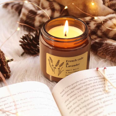6 uds 100ml frascos de vidrio ámbar para velas frasco cosmético redondo vacío para bricolaje cera de aromaterapia se derrite velas loción de venta al por mayor almacenamiento de crema ► Foto 1/6