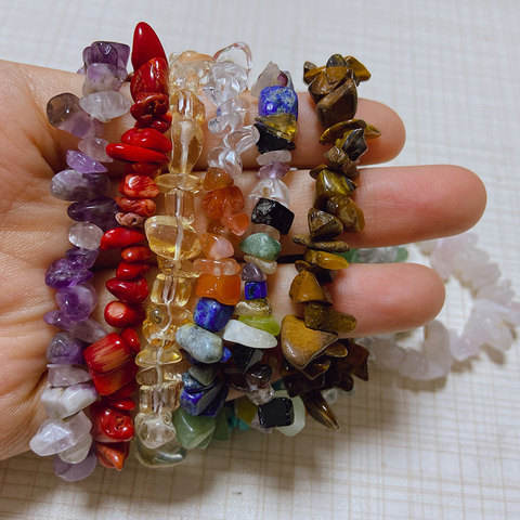 Pulsera de Aventurina con piedra de 7 Chakras, cristales naturales irregulares, cuentas de cuarzo rosa, amatista para fabricación de joyería DIY ► Foto 1/6