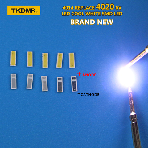 TKDMR 30 unids/lote 4014 4020 SMD LED cuentas blanco frío 1W 6V 150mA para TV/retroiluminación LCD envío gratis ► Foto 1/5