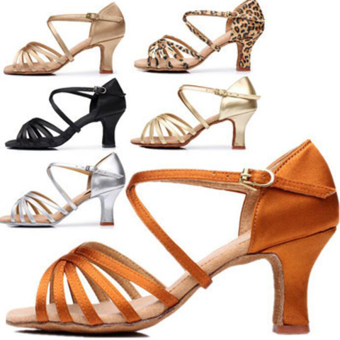 Zapatos de baile latino para mujer, zapatillas de baile para mujer, zapatos de salón de Jazz para Salsa, 6 colores, aproximadamente 5cm/7cm A01D ► Foto 1/6