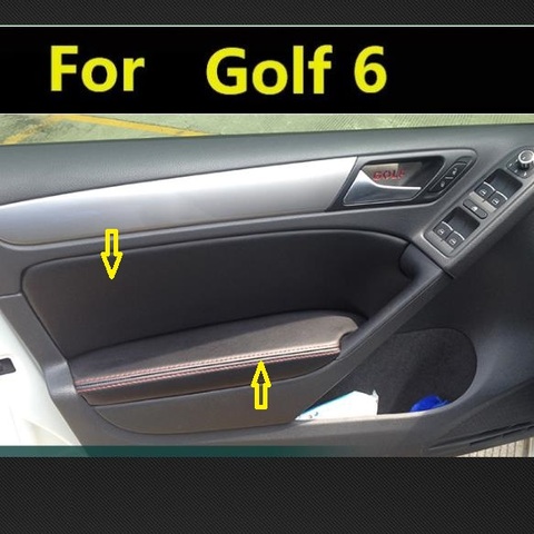 8 Uds de microfibra frontal/puerta trasera apoyabrazos de paneles de cuero cubierta protectora Trim para Volkswagen Golf 6 mk6 con montaje Accesorios ► Foto 1/6