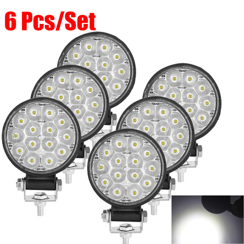 Luz Led de trabajo para coche, faro delantero de 42W/48W, 14 luces Led de conducción nocturna para camión, todoterreno, 12/24V, lámparas antiniebla para SUV, 6/4/2 Uds. ► Foto 1/6