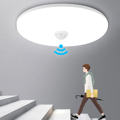 Lámpara de techo con Sensor de movimiento para el hogar, luz Led montada en superficie de 12W, 18W, 30W y 50W con Panel de luz nocturna de 220V ► Foto 1/6