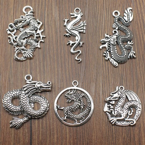 2 uds encantos Dragón de la joyería de DIY hallazgos joyas DIY joyería accesorios Color de plata antiguo Dragón Volador encantos ► Foto 1/1