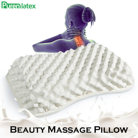 PurenLatex-almohada de látex Natural puro para adultos, protector de cuello contorneado suave, columna Cervical, almohada rígida antiácaros ► Foto 1/6