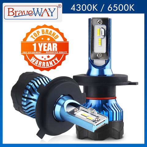 BraveWay H4 Led faro para Auto Super bombilla LED para bombilla de coche H1 H3 H7 LED H11 9005 9006 HB3 HB4 12000LM 12V diodo de lámparas ► Foto 1/6