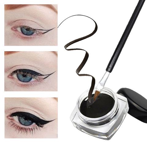 Delineador de ojos de Gel impermeable, Mini delineador de ojos, crema de Gel con cepillo de maquillaje cosmético negro, delineador de ojos impermeable, 1 ud. ► Foto 1/6