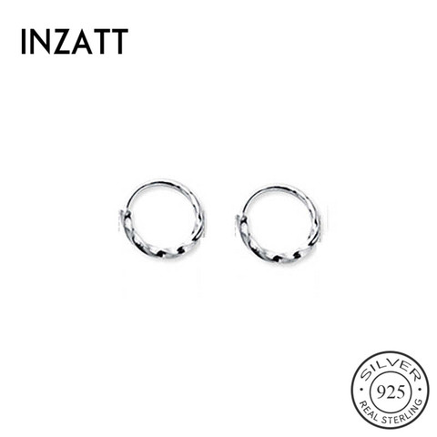 INZATT-pendientes redondos de aro geométricos para mujer, Plata de Ley 925 auténtica, joyería fina minimalista para fiesta, accesorios ► Foto 1/6