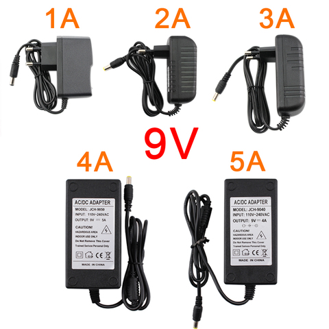 Fuente de alimentación AC DC 9V, adaptador de 220V, 110V, 9 voltios, 1A, 2A, 3A, 4A, 5A, transformador de iluminación, fuente de alimentación de 9V para tira LED CCTV ► Foto 1/6