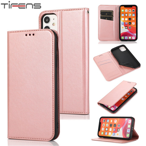 Funda de cuero con tapa para iPhone, carcasa magnética de lujo para teléfono móvil iPhone 12 Mini 11 Pro XS MAX X XR 8 7 6s 6 Plus 5 5s SE 2022 ► Foto 1/6