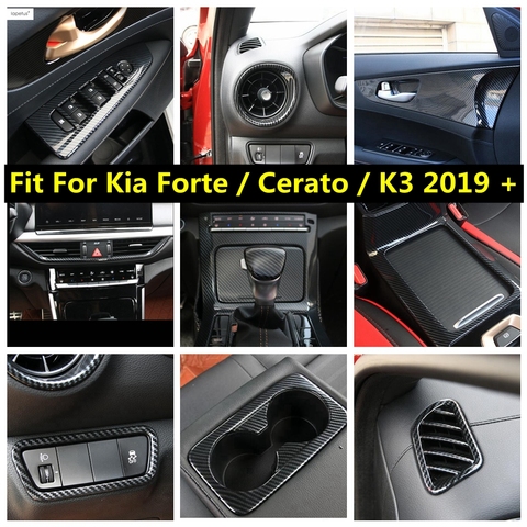 Lapetus de fibra de carbono accesorios para Kia Cerato Forte K3 2022 Ventana de 2022 ascensor/Puerta interior cubierta de marco de tirador cuenco Trim ► Foto 1/6