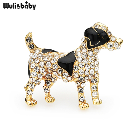 Wuli y esmalte lugar broches de perro de las mujeres Rhinestone perro fiesta Animal broche informal pines regalos ► Foto 1/3