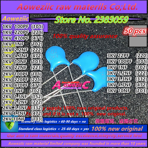 Aoweziic cerámica de alta tensión condensador de chip 2KV 100PF 101 220PF 221 470PF 471 1NF 102 1.5NF 152 2.2NF 222 3.3NF 332 4.7NF 472 ► Foto 1/1