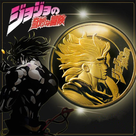 JoJo's Bizarre Adventure-moneda coleccionable, Cosplay, Bagde Kujo Jotaro, moneda de oro de Metal, regalo de dibujos animados de Giorno Giovanna ► Foto 1/6