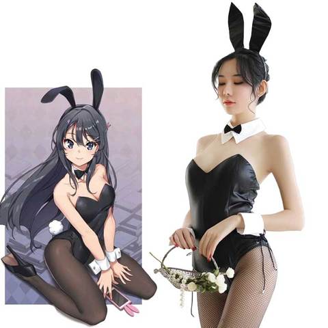 Seishun-disfraz de Halloween para niña, Buta Yarou wa, chica conejito Senpai no Yume wo Minai, conejo de cuero de imitación ► Foto 1/5
