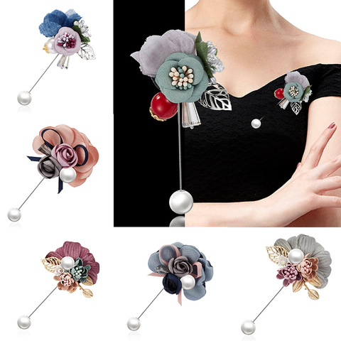 Broche de flores de tela coreana para mujer, PIN y broches Vintage para Cuello de camisa, accesorios para Cuello de camisa ► Foto 1/6