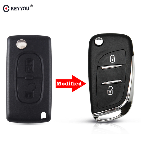 KEYYOU CE0523 2/3 BT Flip carcasa de llave a distancia de coche para Peugeot 306 Peugeot 407, 807 socio para Citroen C2 C4 C5 C6 C8 Berlingo Picasso ► Foto 1/6