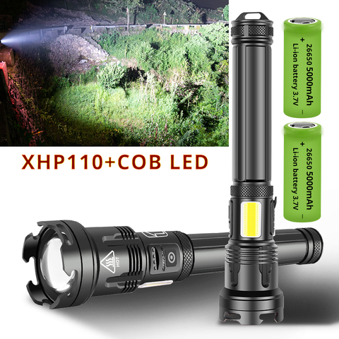 Potente linterna LED XHP110 XHP90.3 de 5000mAh, antorchas recargables por USB, linternas de tactículas, linterna de mazorca impermeable ► Foto 1/6