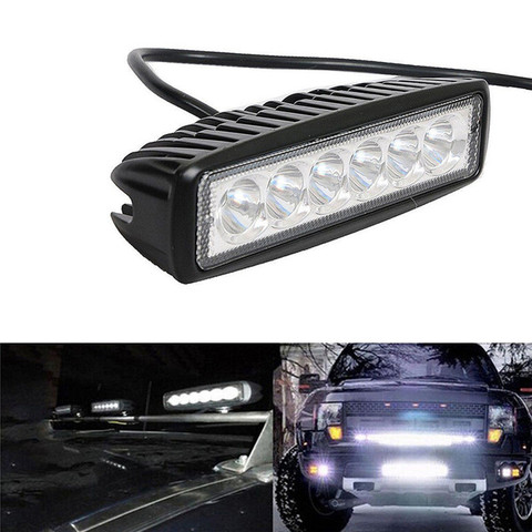 Luz LED antiniebla DE CONDUCCIÓN todoterreno para coche, foco reflector de barra de luz de trabajo, 18W, 12V, Universal, 4WD, 6x1,9x1 pulgadas ► Foto 1/6