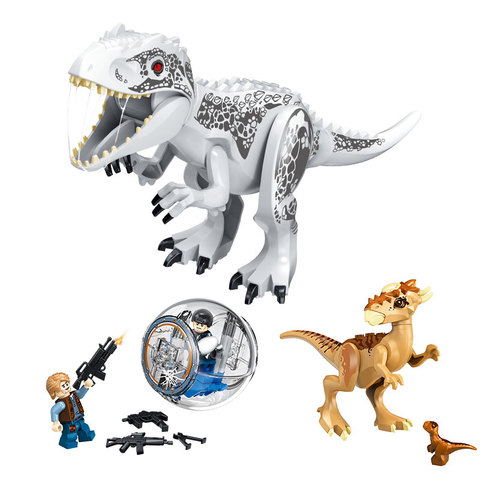 Figuras de dinosaurios del Mundo Jurásico, juguete de bloques de construcción, Indoraptor Velociraptor, Triceratop, t-rex, Dino, juguete, regalo de Navidad ► Foto 1/6