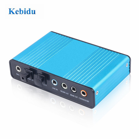 Kebidumei azul 6 canales tarjeta de sonido externa de sonido envolvente 5,1 USB 2,0 óptica externa tarjeta de sonido de Audio adaptador para PC ordenador portátil ► Foto 1/6