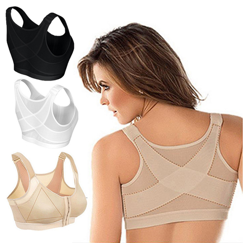 Sujetador Corrector de postura para mujer, ropa interior de talla grande, a prueba de golpes, chaleco de Fitness, espalda cruzada, transpirable, sostén con corsé ► Foto 1/6