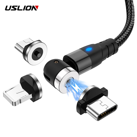 USLION-Cable usb magnético de carga rápida, Cable Micro usb tipo C para iPhone 11 Pro XS Plus Samsung Xiaomi ► Foto 1/6