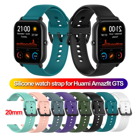 Correa de silicona blanda para xiaomi Amazfit GTS, repuesto de correa de 20mm para relojes inteligentes, pulsera deportiva para hombre y mujer ► Foto 1/6