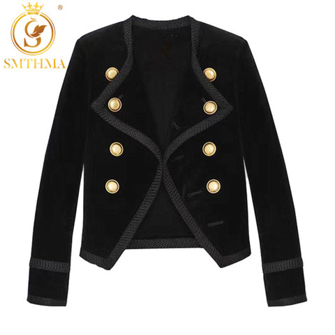 SMTHMA-Chaqueta de pasarela de alta calidad para mujer, abrigo de terciopelo con botones de doble botonadura, talla exterior, nueva moda, 2022, S-XL ► Foto 1/3