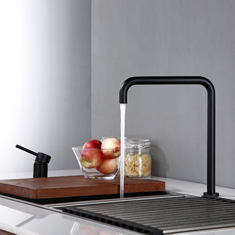 Grifo mezclador de estilo moderno para baño y cocina, rociador de lavabo fijo de soporte doble, de un solo mango, con mezclado en frío y caliente, con 2 agujeros para salida de agua ► Foto 1/6