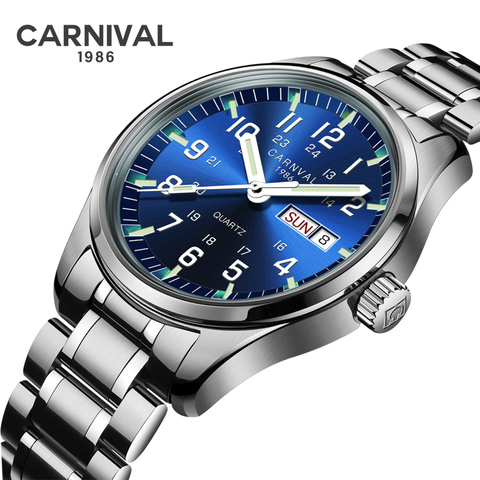 CARNIVAL-relojes deportivos para hombre, de cuarzo, analógico, con fecha, resistente al agua, de negocios, nuevo, 2022 ► Foto 1/6