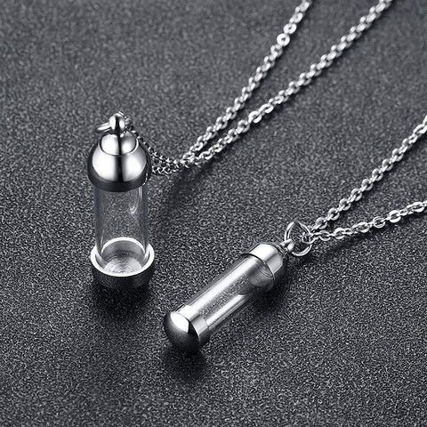 Colgante de cristal con forma de Vial para mujer, joya conmemorativa, botella de ceniza, cremación, urna de Mascota, joyería ► Foto 1/6