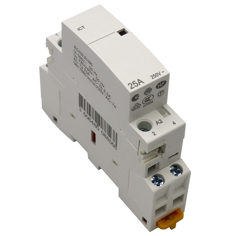 Contactor de corriente alterna para el hogar CT 2P 25A 220V/230V 50/60HZ, contactor CA de uso doméstico con riel DIN 2NO o 1NO 1NC ► Foto 1/6