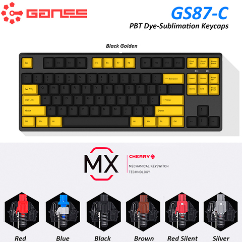 Teclado mecánico para jugar con teclado mecánico para jugadores, conector USB tipo C con cable Cherry MX, GS87-C, Original, tinte PBT, sublimación ► Foto 1/6