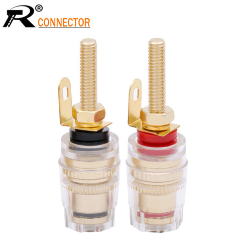 2 piezas de conector de enchufe banana de poste chapado en oro 4mm banana enchufe amplificador de terminales de altavoz no magnético conector de cable ► Foto 1/6