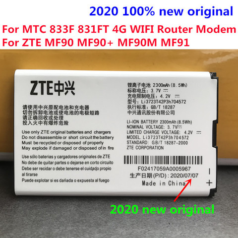 Batería Li3723T42P3h704572 de 2300mAh, Original, para 833F 831FT MTC, módem de enrutador WIFI 4G para ZTE MF90 MF90 + MF90M MF91 ► Foto 1/6