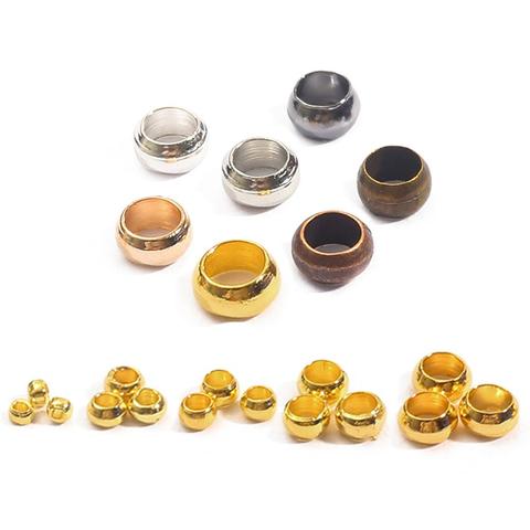 Lote de bolas espaciadoras de cobre dorado para joyería, abalorios de extremo de engarce, 1, 2, 3, 4mm, 100-500, unids/lote ► Foto 1/6