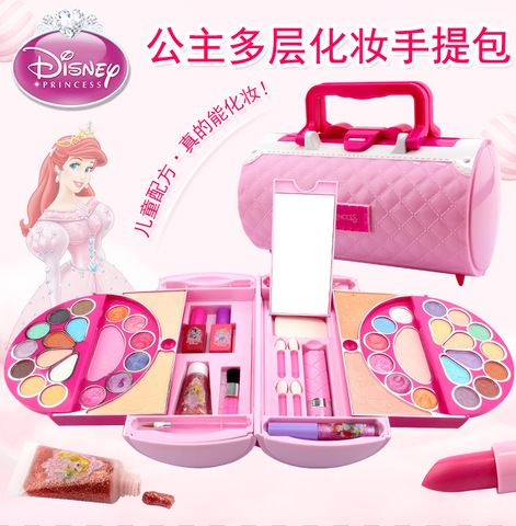 Caja de maquillaje de frozen de la princesa de Disney, juguetes cosméticos para niños, bolso seguro y no tóxico, juguetes de maquillaje solubles en agua ► Foto 1/6