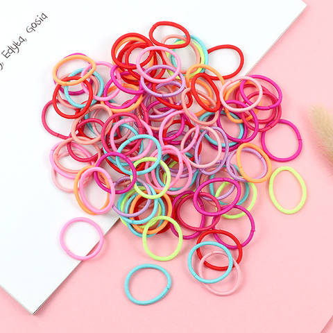 100 unids/set pelo anillo Gomilla para coleta para niños banda de goma elástica banda de pelo de accesorios de cabello para chica diadema Scrunchie conjunto de tocados ► Foto 1/6