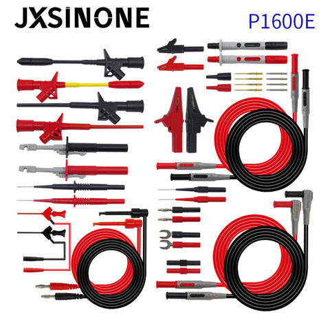 JXSINONE P1600 serie multímetro Cable de prueba de Banana macho 4mm en prueba de Cable de sonda de gancho Clips herramienta para reparación automotriz conjunto ► Foto 1/6