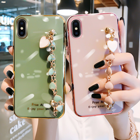 Pulsera de chapado en suave funda de teléfono para Xiaomi Redmi Nota 9 9S 9A 9C 8 8A 7 7A K20 K30 5Plus cubierta Mi nota 10 CC9 8 A3 ► Foto 1/6