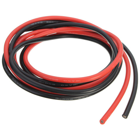 Cable de silicona Flexible SR, cable eléctrico de cobre trenzado, 2M, dos Cables, 12/16/18/20/26/28/30AWG, 1M, negro + 1M, rojo para RC ► Foto 1/4